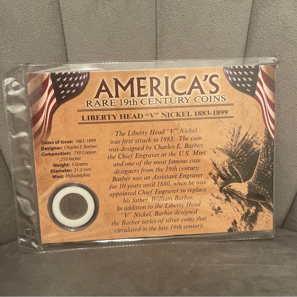 ✅ Unopened Liberty Head "V" Nickel 1898 America's Rare 19th Century Coins